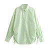 Fashion Style 2024 Spring New Arrival Women's Clothing Stylish Loose Versatile Slimming Long Sleeves Two Sides Drawstring Shirt