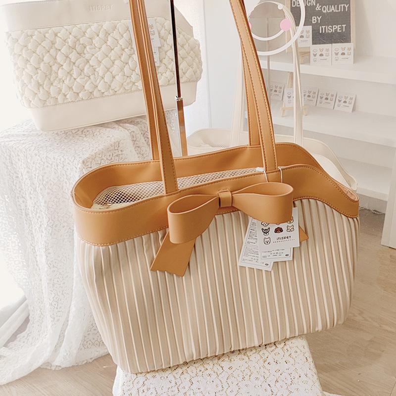New Ins Breathable Pet Carrier Tote Bag Portable Outdoor Travel Handbag for Small Dogs Cats Fashion Woven Pet Tote Bag