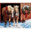 5d Diy Diamond Painting Full Round Chrismas Winter Scape Horse Cross Stitch