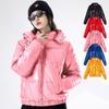 Autumn Winter Bright Hooded Cotton Jacket Women's Thickened Bread Jacket Short Loose Fitting Versatile Bright Casual Down Cotton Hooded Coat