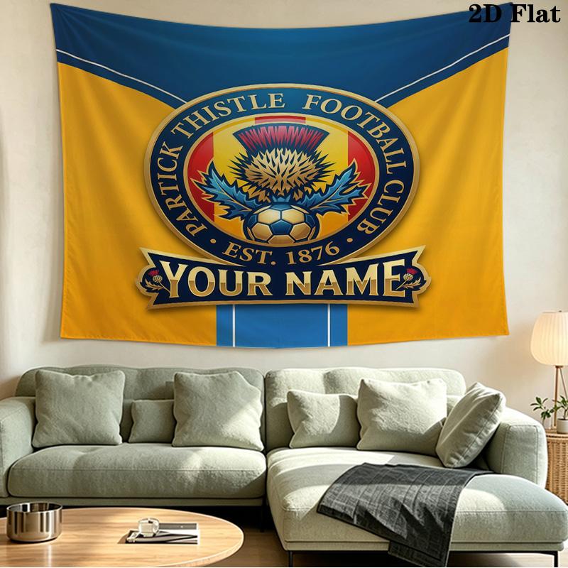 Custom Name Partick Thistle Printed Tapestry – Wall Hanging for Bedrooms, Dorms, and Home Decor