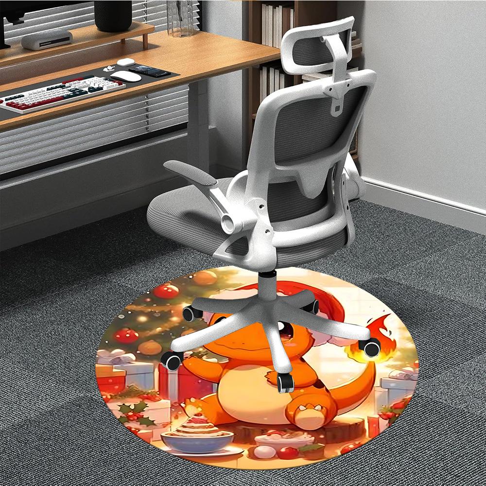 Christmas Charmander Pokémon Office Round Area Rug, Under Office Chairs Bedroom Living Room Home Decor a1022205