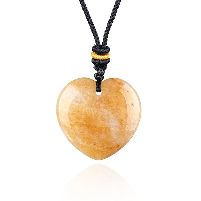 1pc 30mm Natural Stone Pendant Necklace Heart Amethyst Rose Quartz Pendant Necklace for Women Men Jewelry Party Gift