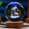 3D Sea Turtle Crystal Ball Night Light 6cm Crystal Glass Sphere with LED Wooden Base Home Decor Gift for Women Friends Girls