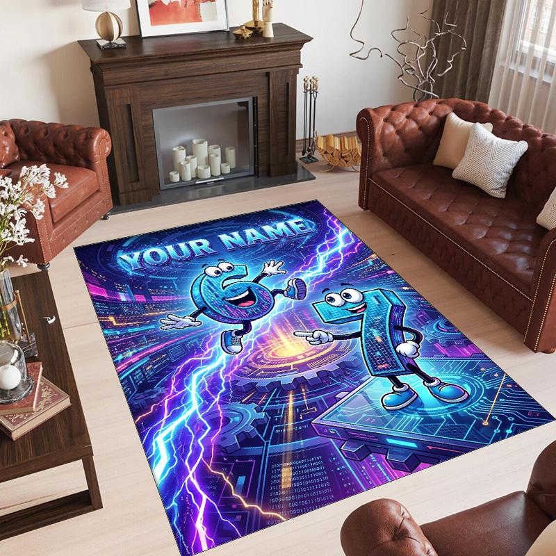 Adventure Travel Theme Crystal Velvet Rug Personalized Custom Name Text Soft Floor Mat Home Decor