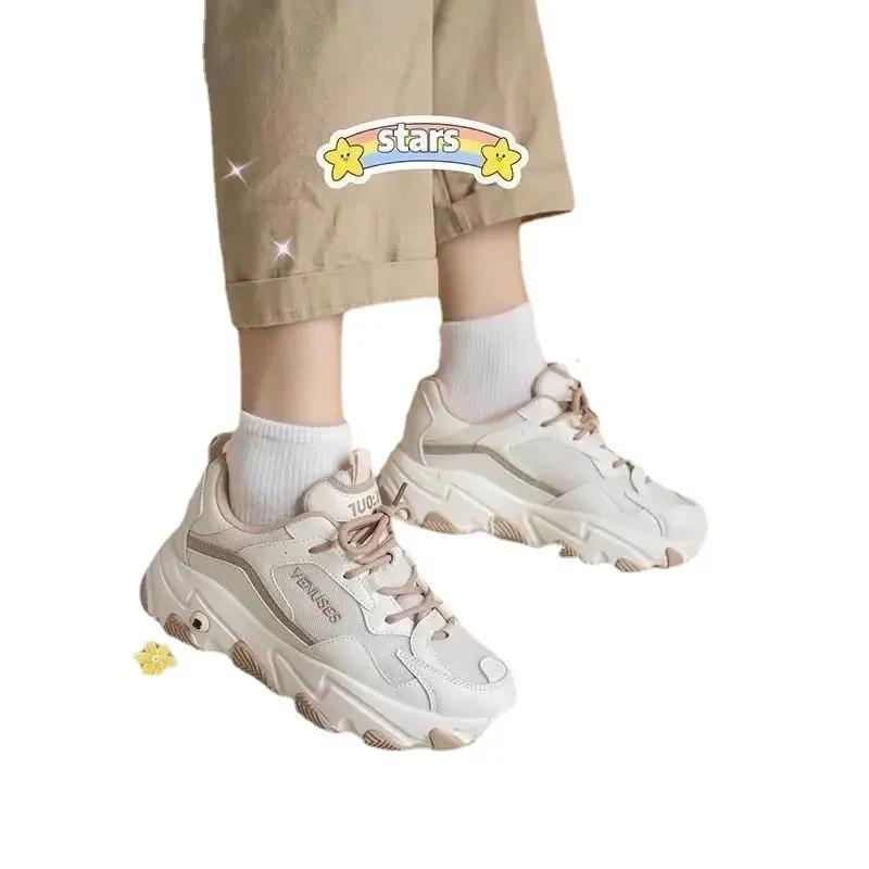 Мода 2024 года, винтажные кроссовки на платформе, осенние женские кроссовки в стиле пэчворк, повседневная одежда для студентов, повседневная обувь в корейском стиле, вулканизированная обувь для женщин