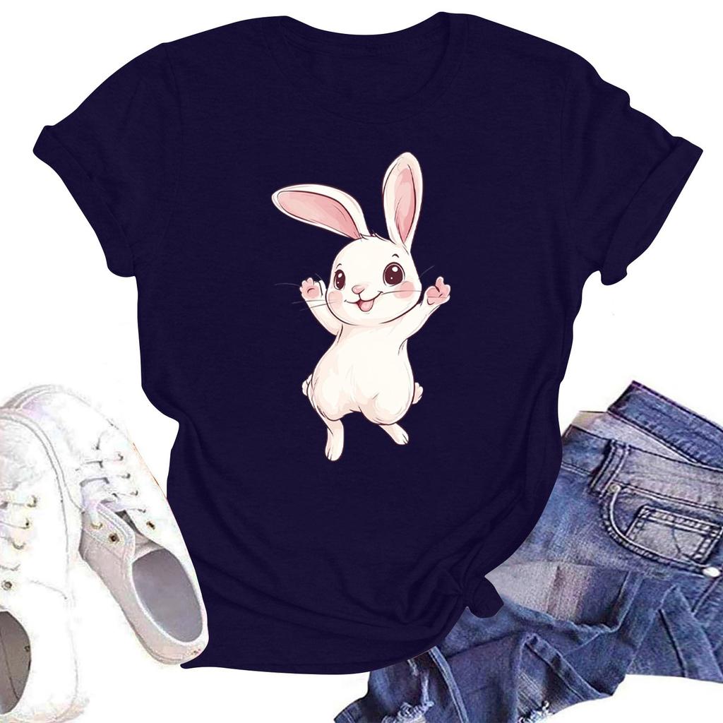 Women's Round Neck Casual Printed Short-sleeved T-shirt Top