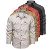 Men's Spring and Autumn Long-sleeved Cotton Casual Solid Color Shirt In Youth Workwear Shirt