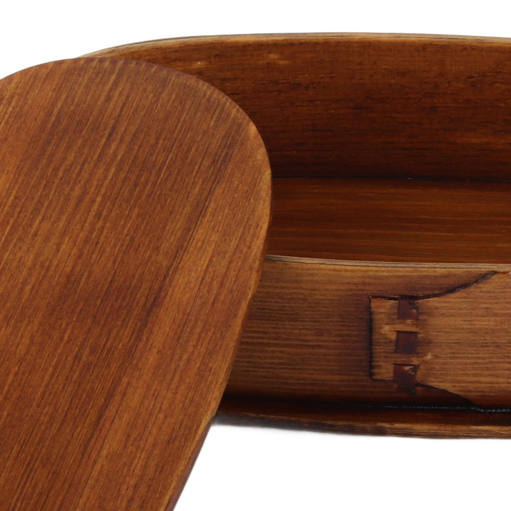 Lunch Box Set Japanese   Wooden Food Storage Container for Students Workers 19x10x9.5cm