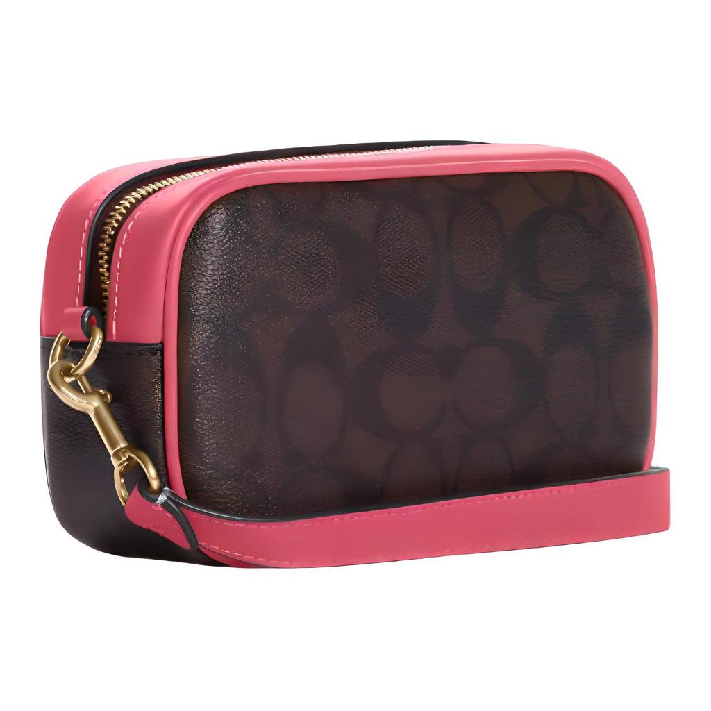 New COACH Jamie Artificial Leather Wrist Bag Clutch Handbag Small Size Women's Brown & Watermelon CB851-IMUOE