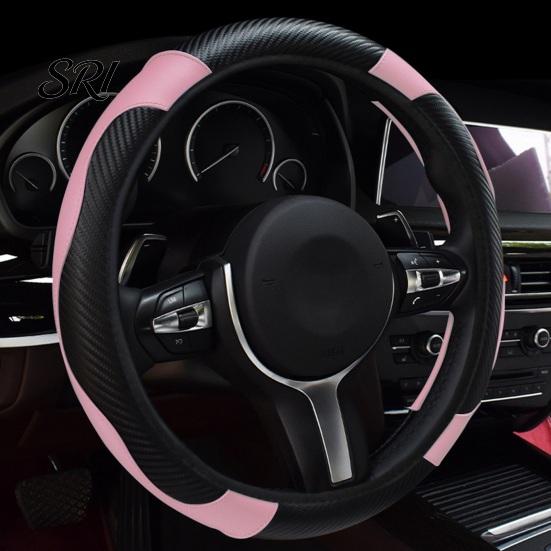 Breathable Car Interior Accessory Leather Steering Wheel Cover, Non-Slip Wrap with Honeycomb Ventilation Non Slip Driving Grip Cover Holes,