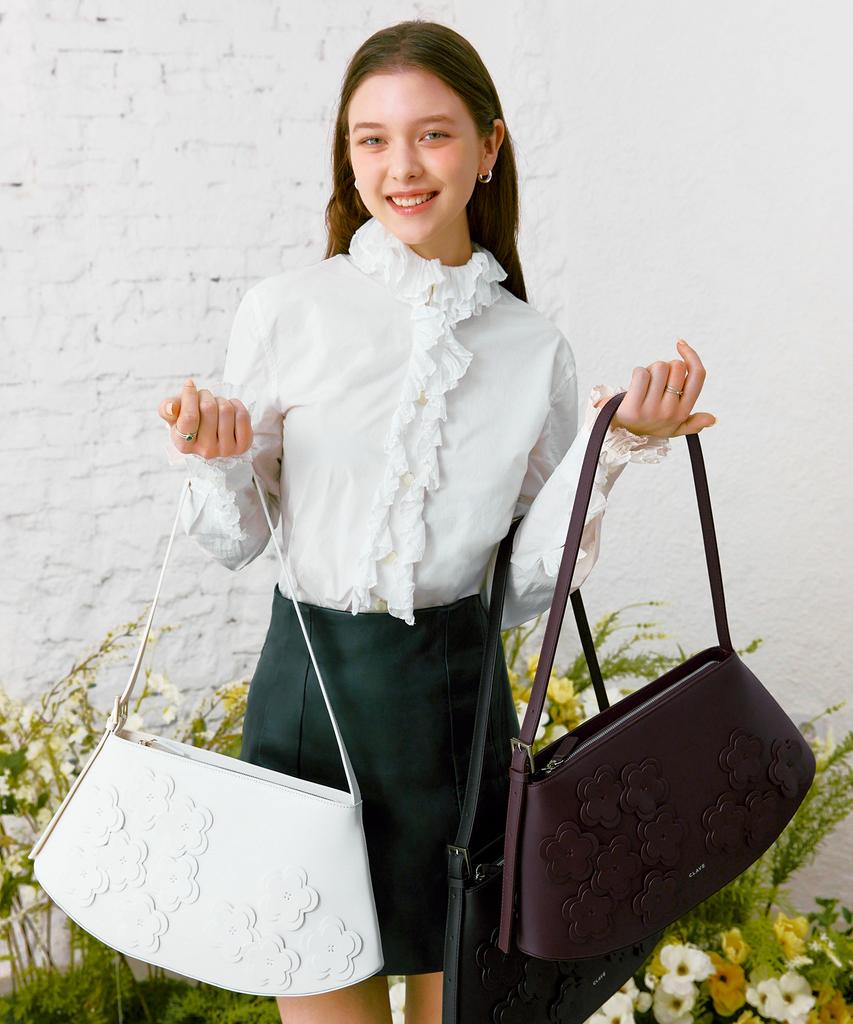 Clave Mia Flower Burgundy Tote Bag