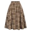 Women Midi Skirt Plaid Print High Waist A-Line Skirt Large Hem Design Slimming Effect Autumn Winter Skirt