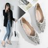 Модные роскошные новые популярные туфли-лодочки женские со стразами заостренные туфли на плоской подошве с мелким носком большие классические повседневные женские туфли 41-43