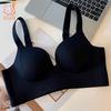 Women's Solid Color Seamless Letter Underwear Large Chest Small Adjustment Push Up Bra