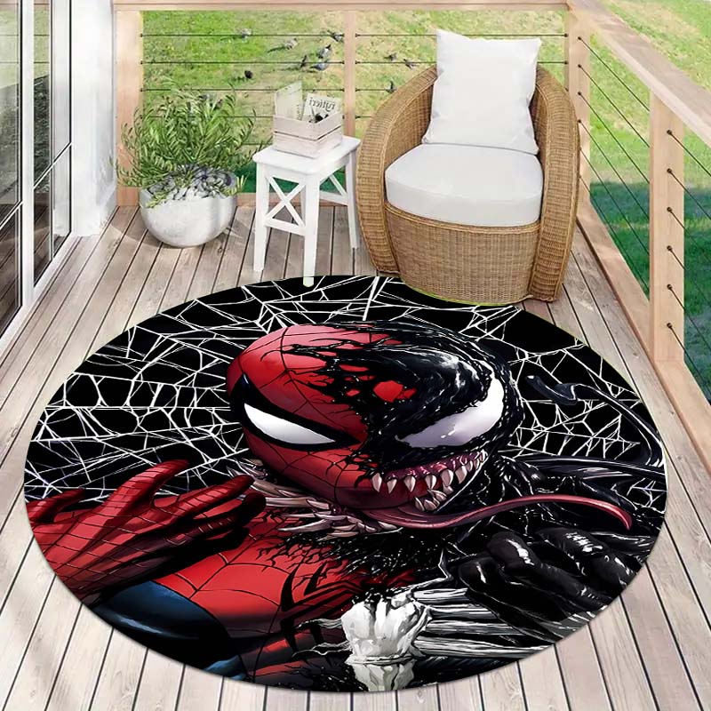Cool Spider-Man cartoon print round carpet, bedroom, living room and office rotating chair carpet, home decoration
