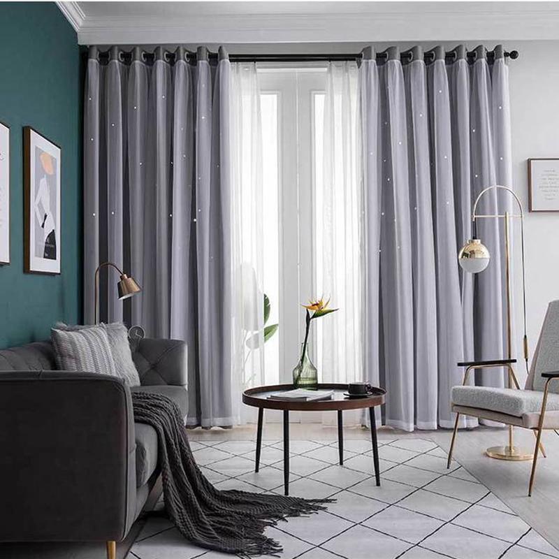 Затемняющие шторы для гостиной, звездные полые украшения, тканевые шторы для окон, тюль, двухслойные занавески для спальни, домашний декор