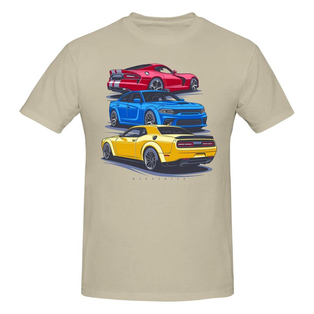 American Muscle Crew Viper Charger Challenger Crisp Tshirt Niche Trendy Brands Reinforced Collar Short Sleeve