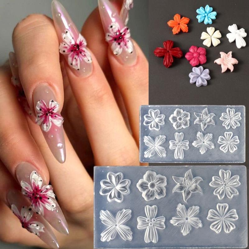3D Silicone Flower Nail Mold Reusable Petal Template DIY Nail Art Decorations Manicure Tool