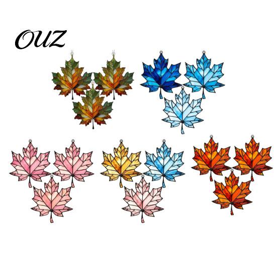 Harvest Festival Decorations Acrylic Maple Leaf Suncatcher for Autumn Home Decor, Stained Glass Window Hanging Suncatchers Style Ornament Thanksgiving