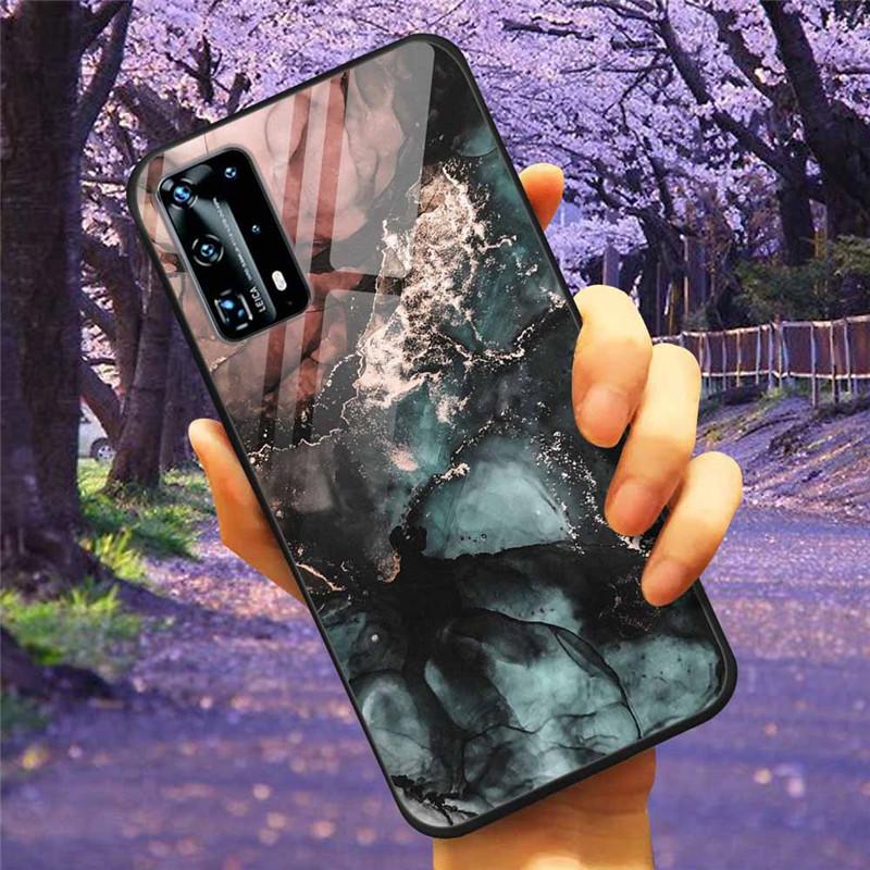 Для Huawei P40 Lite / P40Pro Чехол P 40 Закаленное Стекло Звездный Мрамор Жесткая Задняя Крышка для Huawei P40 Pro / P40Lite E Чехлы Coque