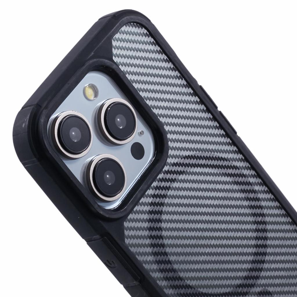 For iPhone 15 Pro Case Compatible with MagSafe Carbon Fiber TPU+PC Anti-Drop Phone Cover