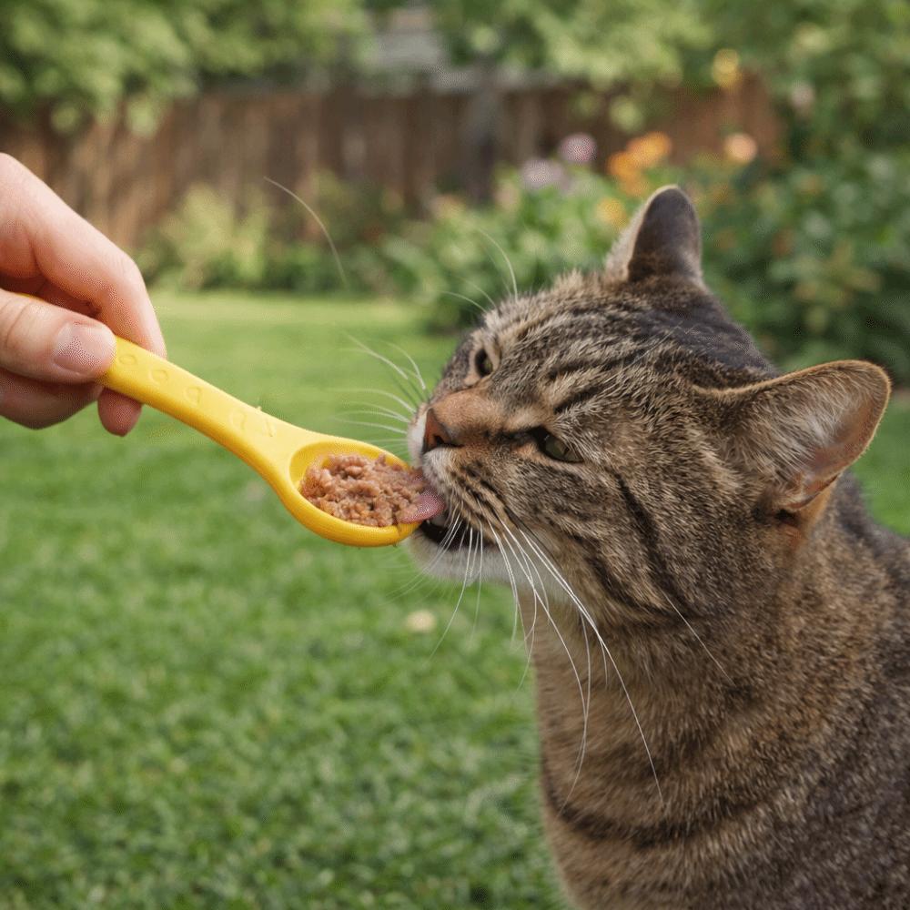 3 Pieces Long Handle Pet Canned Spoon Bite Resistant Silicone Pet Food Scoop Candy Color Cat Paw Design Cat Feeding Scoop