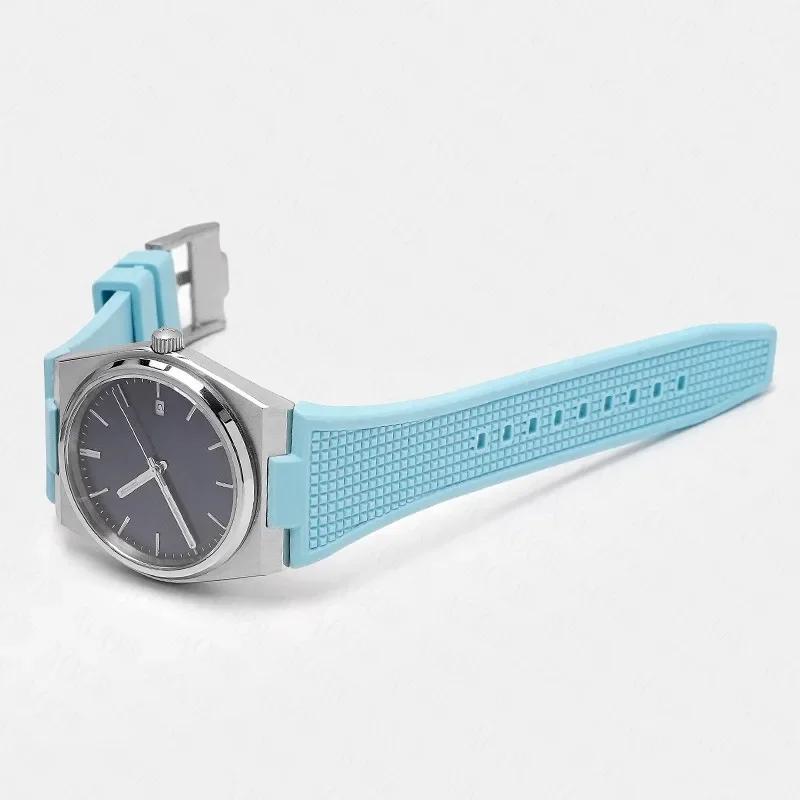 Ремешок с выпуклым концом 12 мм*26 мм для серии Tissot PRX T137.407/T137.410 Super Player 40 мм Мужской резиновый силиконовый браслет для часов