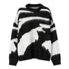 Gothic Women's Sweater Mohair Black and White Mosaic Knitted Pullover Loose and Soft Jumper High Street Autumn Winter Casual Top