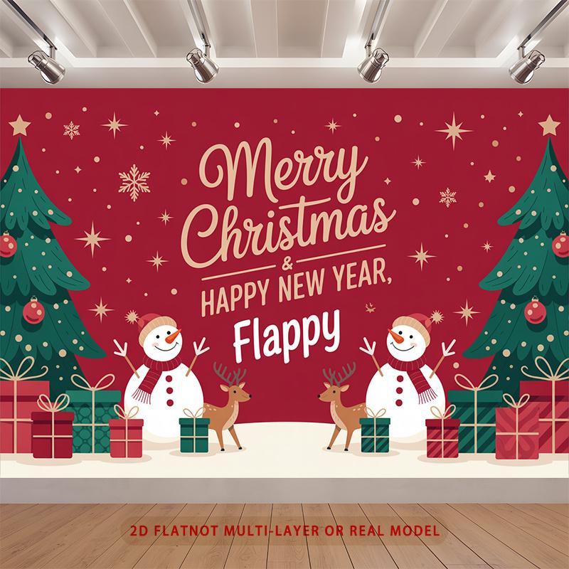 Party Backdrop New Year Christmas Flat Merry Flappy Snowman Deer Tree Multi Photo Booth Decor Front Door Decor