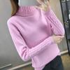Женский свитер с высоким воротом и длинным рукавом, однотонный, повседневный, эластичный, модный, теплый, трикотаж