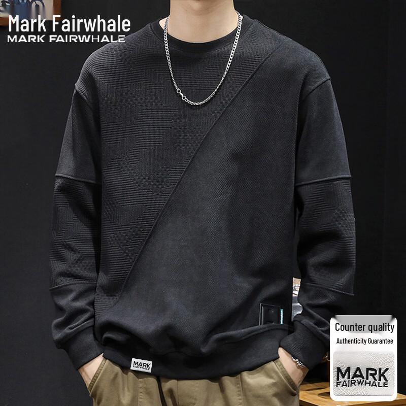 MARK FAIRWHALE Men's Casual Patchwork Pullover Sweatshirt