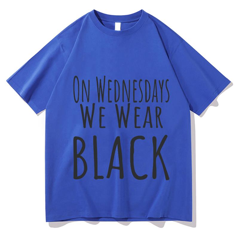 2026 New On Wednesday We Wear Black Tshirts Summer Unisex Pure Cotton Fashion Tees Unisexs Unisexs Outdoor Sports Crew Neck Tops