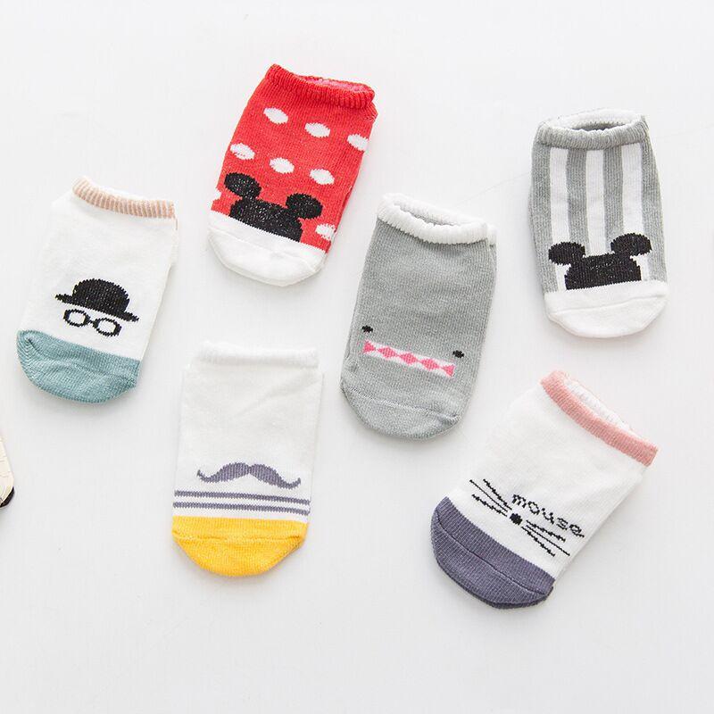 Free Shipping 5pair/lot Cotton Baby Socks Newborn Floor Socks Boys Girls Cute Cartoon Baby Toddler Socks Infant Anti-slip Socks