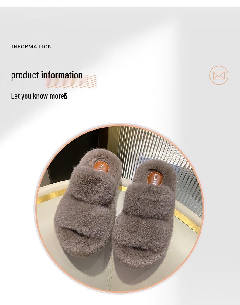 Женские пушистые тапочки, увеличивающие рост - Осень/Зима 2023: Двойной ремешок, Толстая подошва, Корейский стиль, Плюшевый хлопок, Размер 35-42