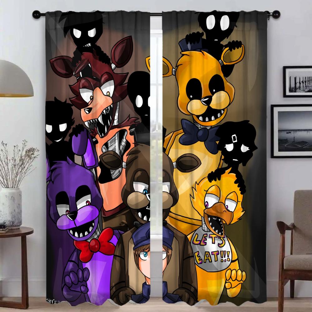 Тюль Five Nights At Freddy's для спальни, современные шторы для гостиной, 2 шт., шторы для окон, украшения на Хэллоуин, камера