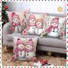New Christmas Pillow Case Decoration Pink Cute Snowman Sofa Atmosphere Decorative Waist Cushion