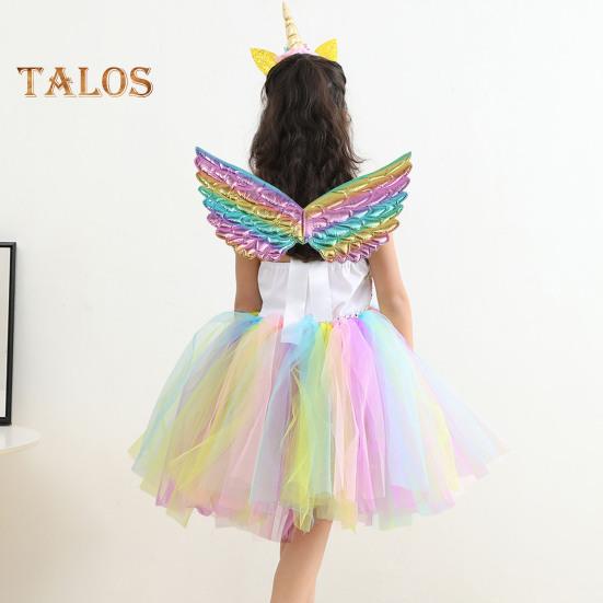 Bolalar chiqishi Farishta qanotlari Rangli malika ko'rinishi Yengil qayta ishlatiladigan Sahna shousi rekviziti Halloween Rojdestvo Kospley qanotlari rekviziti