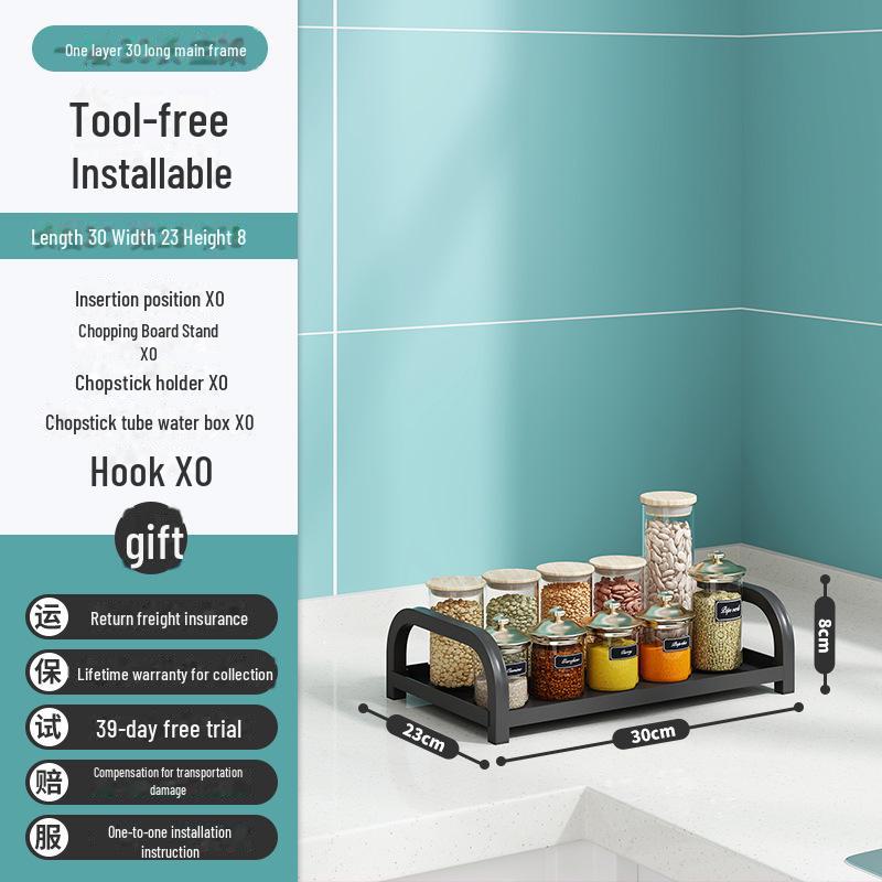 Multi-function Kitchen Countertop Rack for Seasoning, Utensils, and Knives