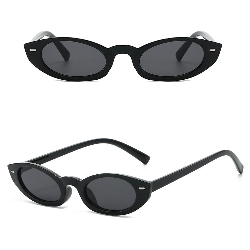 Retro Oval Cat-Eye Sunglasses – Vintage 90s Narrow Frame UV400 Fashion Eyewear for Women & Men