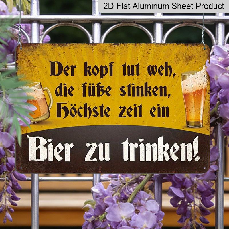 2D Flat, 1pc Vintage Aluminum Metal Sign "It's High Time To Drink A Beer" - Retro Wall Art for Bar, Kitchen, Pub Decor - 8x12 Inch Rustic Gift for