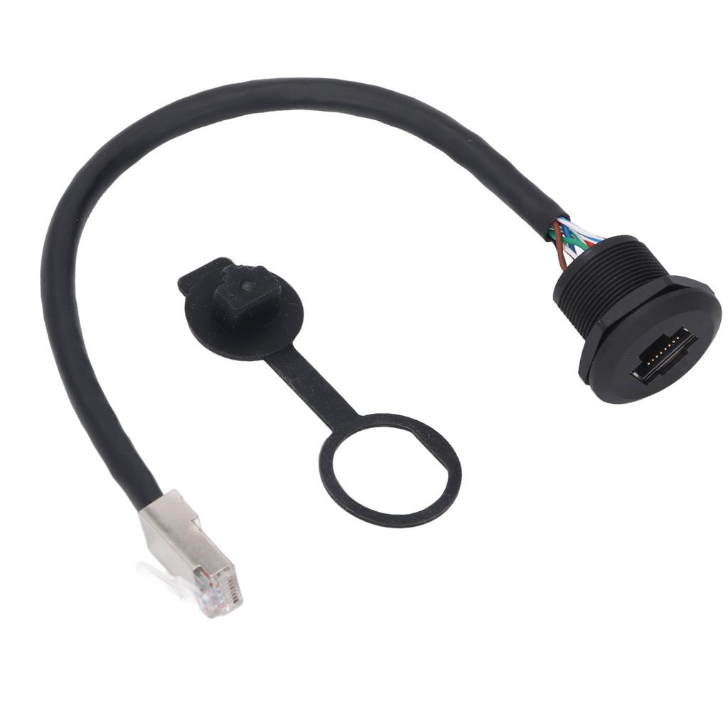 RJ45 Panel Mount Coupler Water Proof 8 Pin Female To Male Industrial Extension Cable with Dustcap 0.