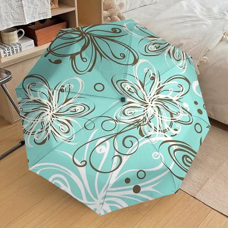 1PC Floral Pattern Umbrella-8-Rib Reinforced Portable Folding Travel Suitable for All Seasons Outdoor Daily Use Is an Ideal Choice -F325