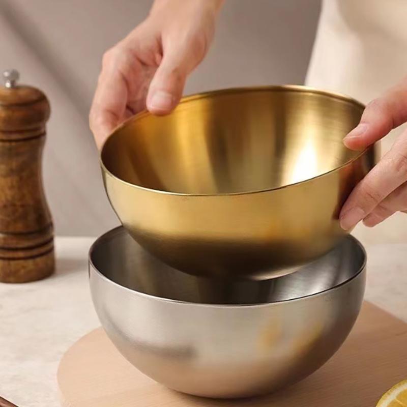 Золотые миски из нержавеющей стали для фруктового салата, супа, риса, лапши, рамена, кухонная утварь, контейнеры для еды, миски для смешивания