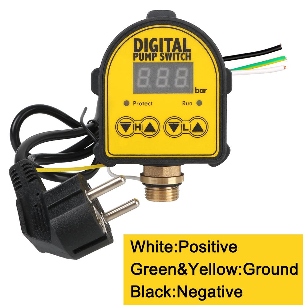 220V Digital Automatic Air Pump Pressure Controller Switch Digital Display 0-10 Bar 1/2'' Interface For Water Pump On/OFF Water Oil Compressor