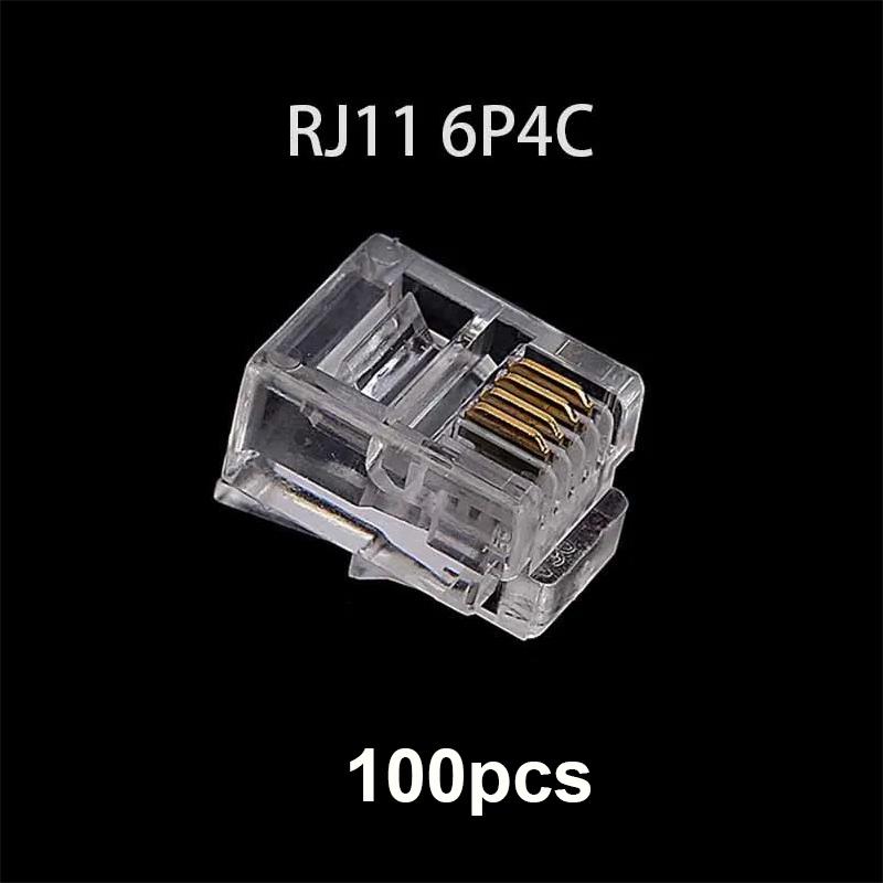 20/50/100 шт./лот RJ11 6P2C 6P4C 6P6C Телефонный Интернет Модульный Штекер Разъем RJ11 Коннектор RJ-11 Хрустальные Головки Позолоченные 6U
