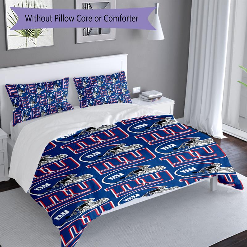 3pcs New York Giants logo pattern bedding set duvet cover set includes duvet cover &pillowcases, perfect all season bedroom decoration & gift