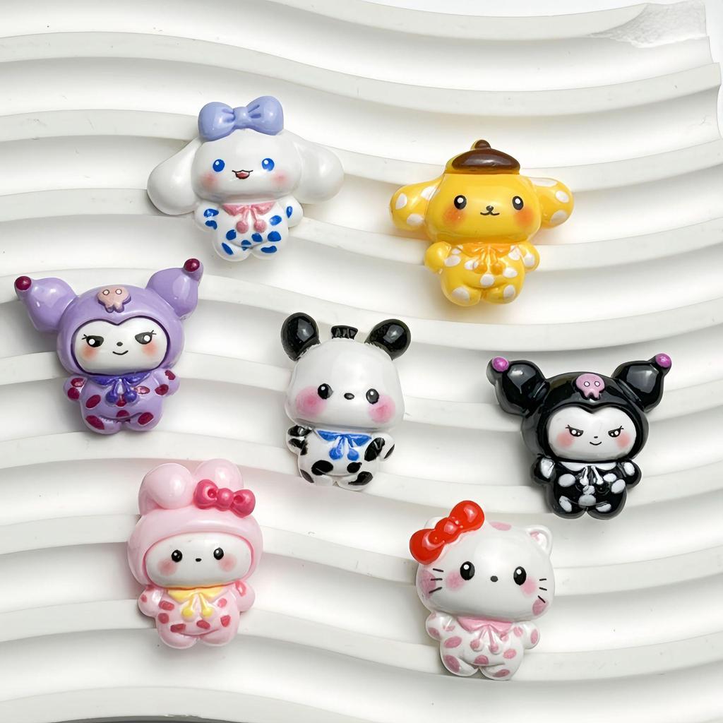 Sanrio Cartoon Glossy Photo Cards & Resin Ornaments DIY Kit: Cream Glue, Refrigerator & Phone Stickers, Keychain Decorative Materials