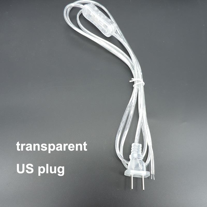 Transparent White Black UK AU EU US AC Desk Lamp Power Supply Extend Connector Adapter Cable Repair Cord Electric Switch Plug