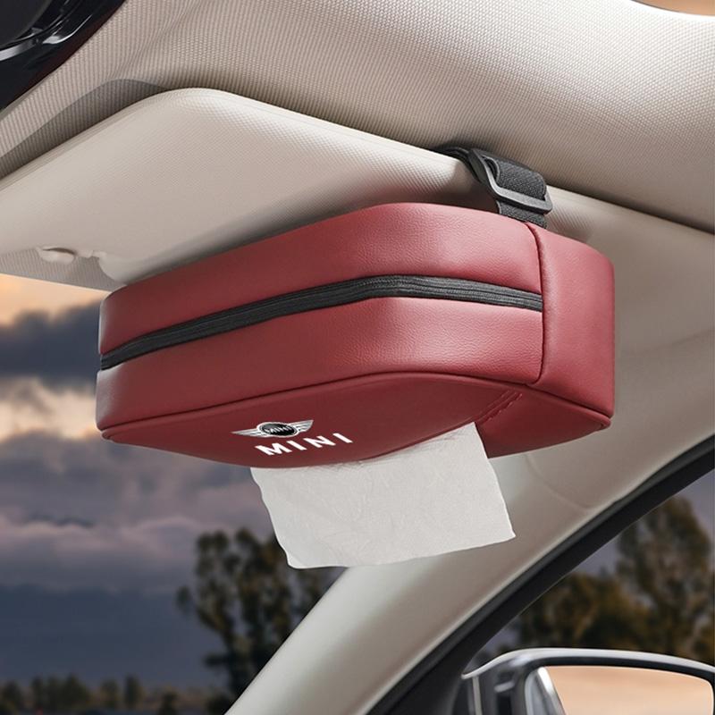 Car Logo Seat Tissue Storage Box Armrests Sunshades For MINI JCW Cabrio Cooper Countryman Aceman Clubman Coupe Paceman Roadster dymfu11